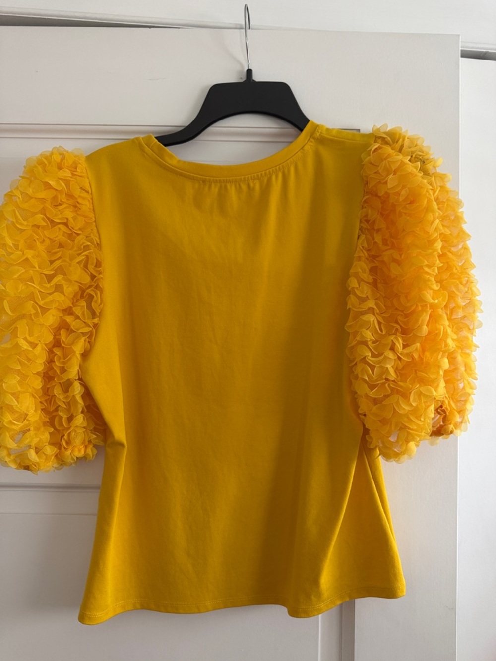 Yellow Puff Sleeve Ruffle Top - Picture 4 of 4